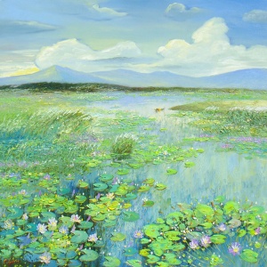 Dang Ngo , vietnam artist , vietnam painting , vietnam art , water lily