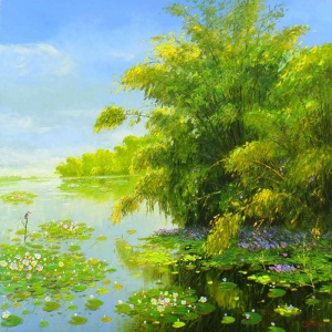 Dang Ngo , vietnam artist , vietnam painting , vietnam art , water lily