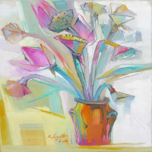 Le Minh Nguyet , vietnam artist , vietnam art , vietnam painting , still life , flower