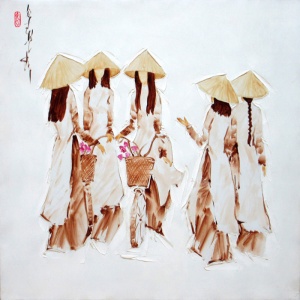 Luong Dung , vietnam artist , vietnam painting , vietnam art , white , schoolgirl