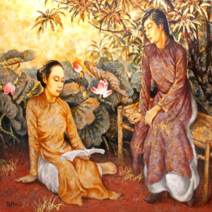 Nguyen Van Hai , vietnam artist , vietnam painting , vietnam art , lacquer painting , summer noon