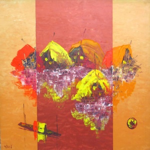 Thai Vinh Thanh , oil on canvas , vietnam artist , fishing , village