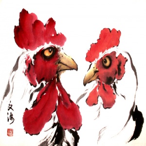 Tran Van Hai , vietnam artist , vietnam painting , vietnam art , vietnamese art , chicken